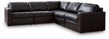 ModMax II Black Leather 5-Piece Sectional by Ashley at Eve Furniture