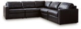 ModMax II Black Leather 5-Piece Sectional by Ashley at Eve Furniture