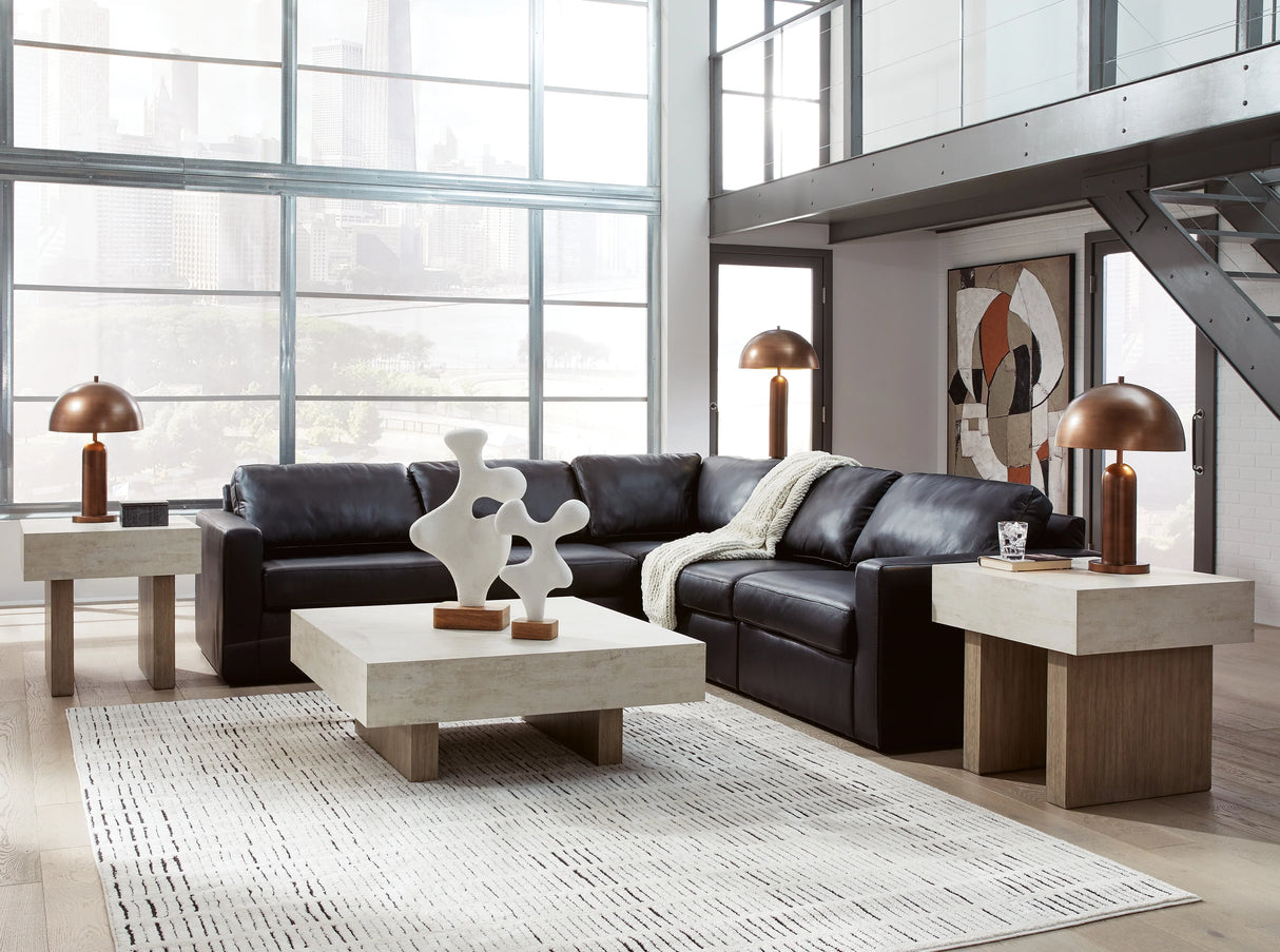 ModMax II Black Leather 5-Piece Sectional by Ashley at Eve Furniture