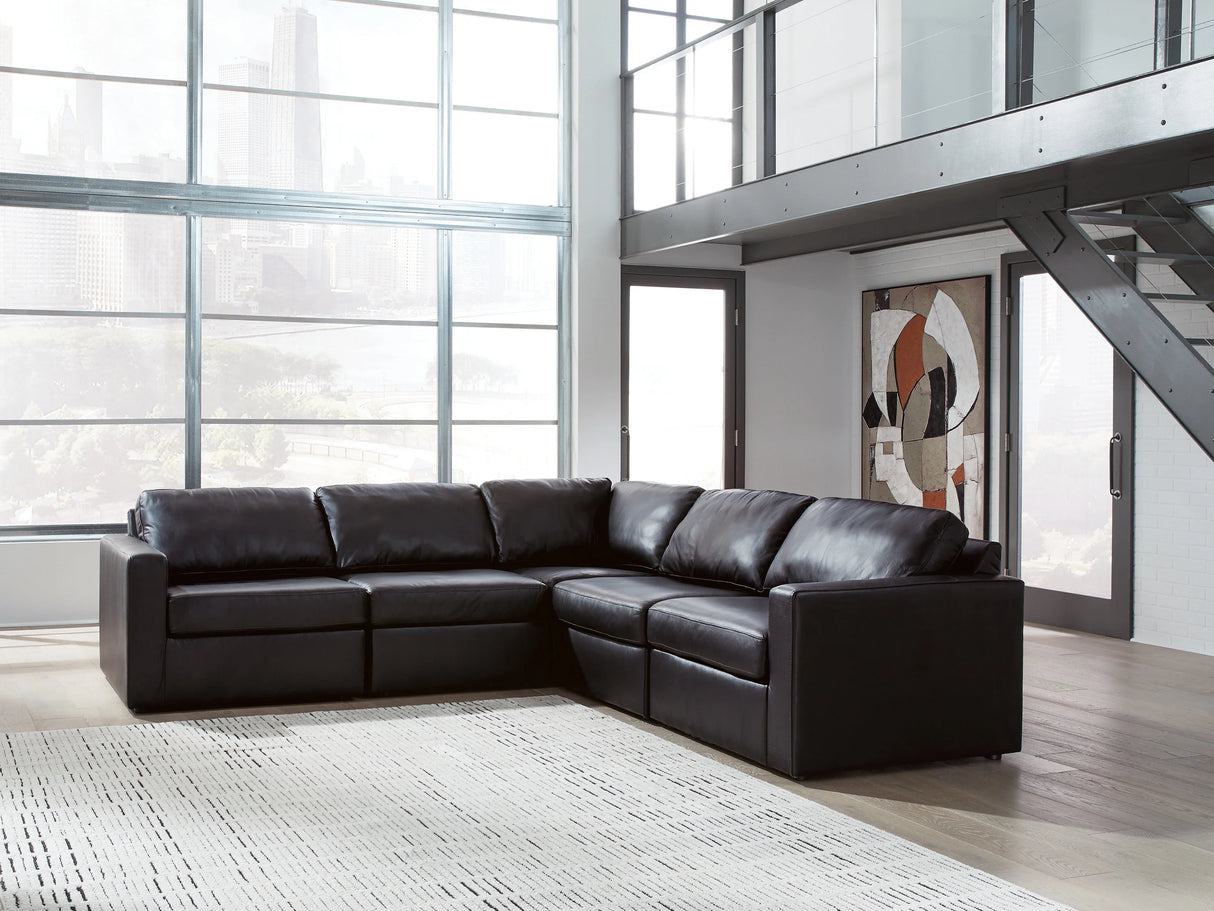 ModMax II Black Leather 5-Piece Sectional by Ashley at Eve Furniture