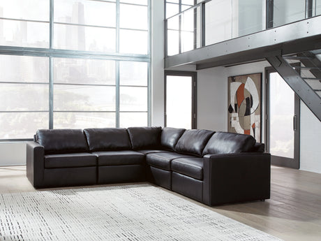 ModMax II Black Leather 5-Piece Sectional by Ashley at Eve Furniture
