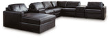 ModMax II Black Leather 8-Piece Sectional with Chaise and Storage Consoles by Ashley at Eve Furniture