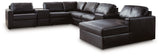 ModMax II Black Leather 8-Piece Sectional with Chaise and Storage Consoles by Ashley at Eve Furniture