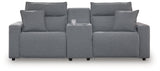 Modmax II Salt and Pepper 3-Piece Power Reclining Loveseat with Console by Ashley at Eve Furniture