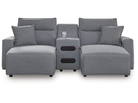 Modmax II Salt and Pepper 3-Piece Power Reclining Sectional with Double Chaise by Ashley at Eve Furniture
