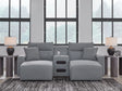 Modmax II Salt and Pepper 3-Piece Power Reclining Sectional with Double Chaise by Ashley at Eve Furniture