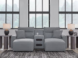 Modmax II Salt and Pepper 3-Piece Power Reclining Sectional with Double Chaise by Ashley at Eve Furniture
