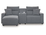 Modmax II Salt and Pepper 3-Piece Power Reclining Sectional with LAF Chaise by Ashley at Eve Furniture