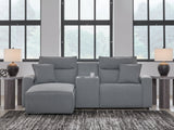 Modmax II Salt and Pepper 3-Piece Power Reclining Sectional with LAF Chaise by Ashley at Eve Furniture