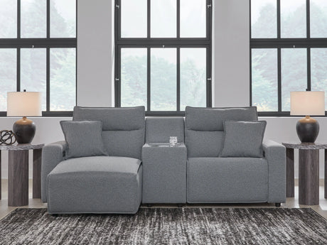 Modmax II Salt and Pepper 3-Piece Power Reclining Sectional with LAF Chaise by Ashley at Eve Furniture