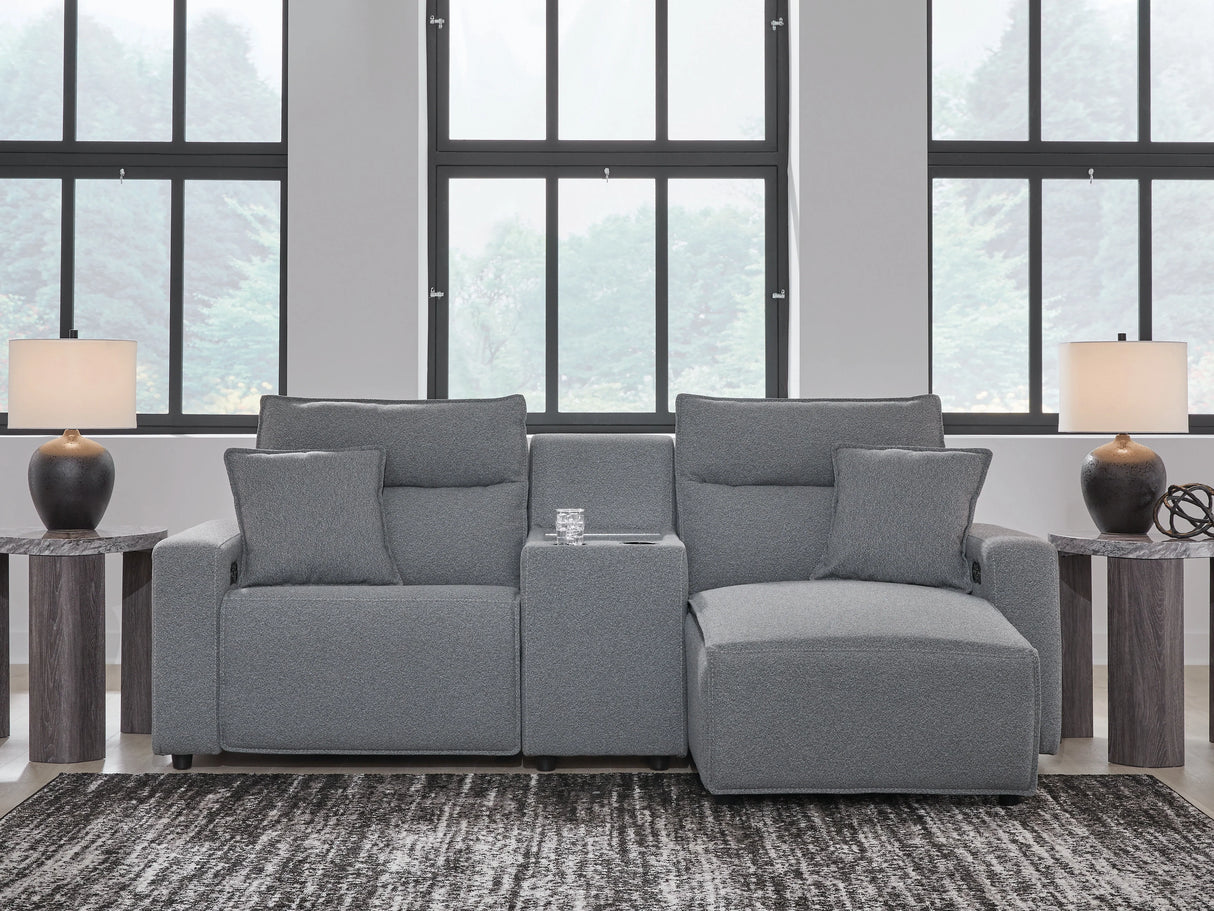 Modmax II Salt and Pepper 3-Piece Power Reclining Sectional with RAF Chaise by Ashley at Eve Furniture