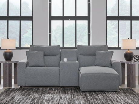 Modmax II Salt and Pepper 3-Piece Power Reclining Sectional with RAF Chaise by Ashley at Eve Furniture