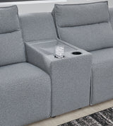 Modmax II Salt and Pepper 3-Piece Power Reclining Loveseat with Console by Ashley at Eve Furniture
