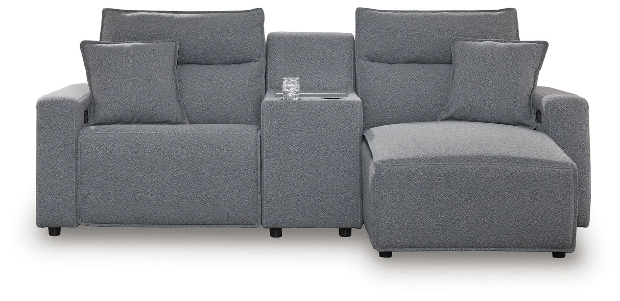 Modmax II Salt and Pepper 3-Piece Power Reclining Sectional with RAF Chaise by Ashley at Eve Furniture
