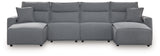 Modmax II Salt and Pepper 4-Piece Double Chaise Power Modular Reclining Sectional by Ashley at Eve Furniture