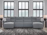 Modmax II Salt and Pepper 4-Piece Double Chaise Power Modular Reclining Sectional by Ashley at Eve Furniture