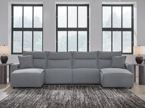 Modmax II Salt and Pepper 4-Piece Double Chaise Power Modular Reclining Sectional by Ashley at Eve Furniture