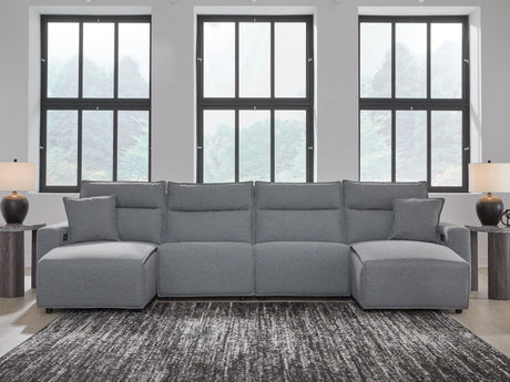 Modmax II Salt and Pepper 4-Piece Double Chaise Power Modular Reclining Sectional by Ashley at Eve Furniture