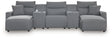 Modmax II Salt and Pepper 5-Piece Double Chaise Power Reclining Modular Sectional with 2 Consoles by Ashley at Eve Furniture
