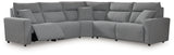 Modmax II Salt and Pepper 5-Piece Power Reclining Sectional by Ashley at Eve Furniture