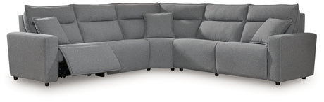 Modmax II Salt and Pepper 5-Piece Power Reclining Sectional by Ashley at Eve Furniture