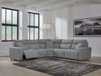 Modmax II Salt and Pepper 5-Piece Power Reclining Sectional by Ashley at Eve Furniture