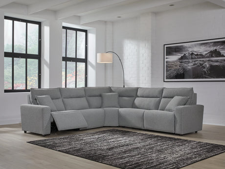 Modmax II Salt and Pepper 5-Piece Power Reclining Sectional by Ashley at Eve Furniture