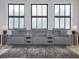 Modmax II Salt and Pepper 5-Piece Power Reclining Sectional with 2 Audio Consoles by Ashley at Eve Furniture