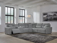 Modmax II Salt and Pepper 6-Piece Power Reclining Modular Sectional with Console by Ashley at Eve Furniture
