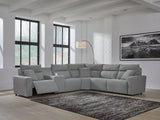 Modmax II Salt and Pepper 6-Piece Power Reclining Modular Sectional with Console by Ashley at Eve Furniture