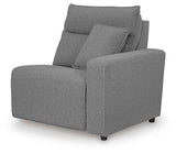 Modmax II Salt and Pepper 7-Piece Power Reclining Sectional with Audio Consoles by Ashley at Eve Furniture