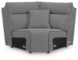 Modmax II Salt and Pepper 7-Piece Power Reclining Sectional with Audio Consoles by Ashley at Eve Furniture