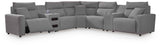 Modmax II Salt and Pepper 7-Piece Power Reclining Sectional with Audio Consoles by Ashley at Eve Furniture