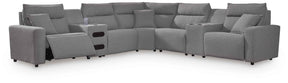 Modmax II Salt and Pepper 7-Piece Power Reclining Sectional with Audio Consoles by Ashley at Eve Furniture