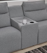 Modmax II Salt and Pepper 7-Piece Power Reclining Sectional with Chaise and Audio Console by Ashley at Eve Furniture
