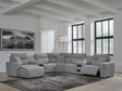 Modmax II Salt and Pepper 7-Piece Power Reclining Sectional with LAF Chaise by Ashley at Eve Furniture