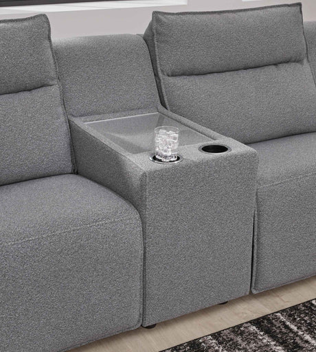 Modmax II Salt and Pepper Salt and Pepper 8-Piece Power Reclining Sectional with Console by Ashley at Eve Furniture