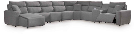 Modmax II Salt and Pepper Salt and Pepper 8-Piece Power Reclining Sectional with Console by Ashley at Eve Furniture