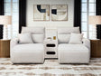 ModMax II Stone 3-Piece Power Reclining Sectional with Chaise and Audio Console by Ashley at Eve Furniture