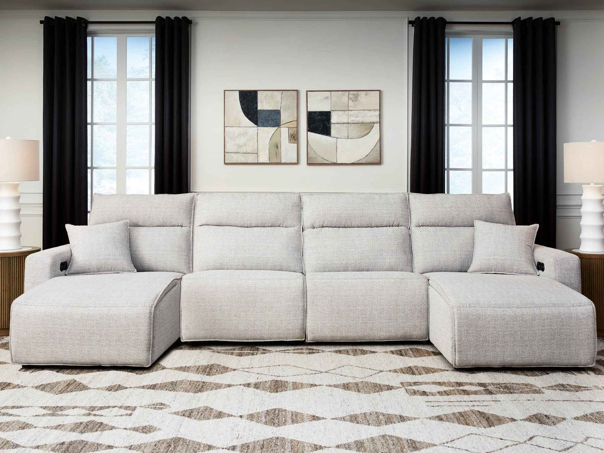 ModMax II Stone 4-Piece Power Reclining Sectional with Chaise by Ashley at Eve Furniture