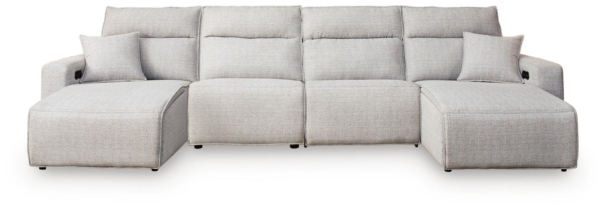 ModMax II Stone 4-Piece Reclining Sectional with Double Chaise by Ashley at Eve Furniture
