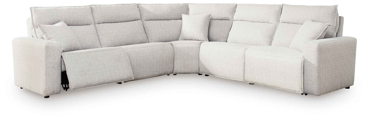 ModMax II Stone 5-Piece Power Reclining Sectional by Ashley at Eve Furniture