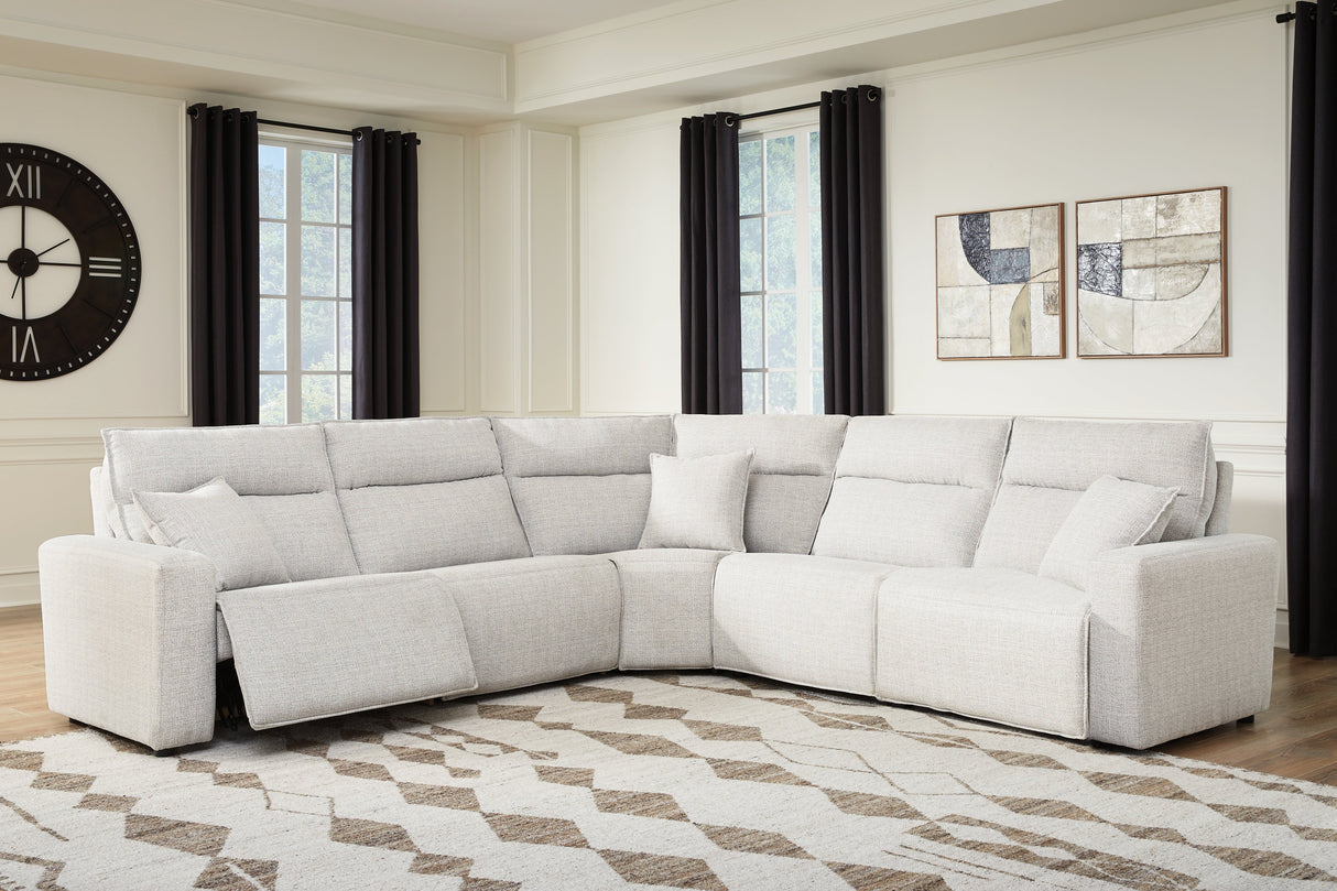 ModMax II Stone 5-Piece Power Reclining Sectional by Ashley at Eve Furniture