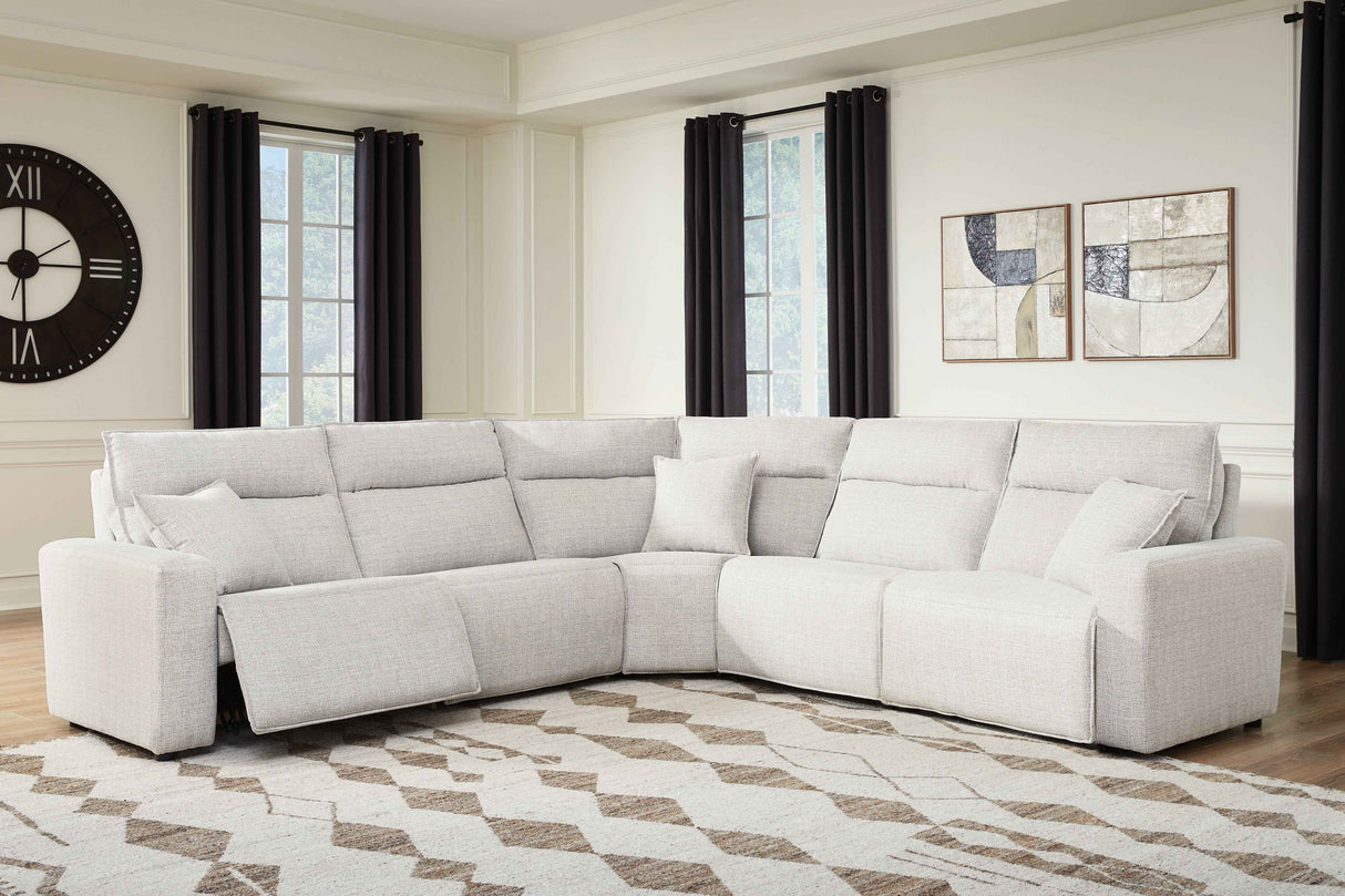 ModMax II Stone 5-Piece Power Reclining Sectional by Ashley at Eve Furniture
