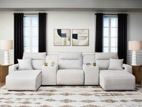 ModMax II Stone 5-Piece Power Reclining Sectional with Chaise and Consoles by Ashley at Eve Furniture