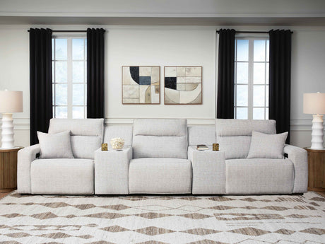 ModMax II Stone 5-Piece Power Reclining Sectional with Consoles by Ashley at Eve Furniture