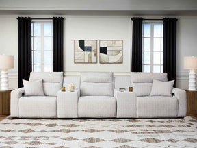 ModMax II Stone 5-Piece Power Reclining Sectional with Consoles by Ashley at Eve Furniture
