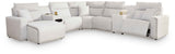 Modmax II Stone 6-Piece Power Reclining Sectional with Chaise and Audio Console by Ashley at Eve Furniture