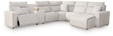 ModMax II Stone 6-Piece Power Reclining Sectional with Chaise and Console by Ashley at Eve Furniture