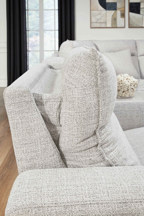 ModMax II Stone 6-Piece Power Reclining Sectional with Chaise and Console by Ashley at Eve Furniture